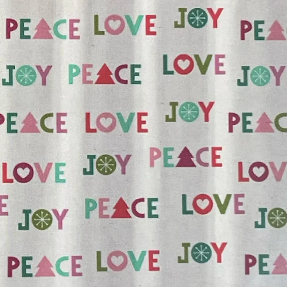 Joy Peace Love Holiday Shower Curtain 72” x 72” NWT